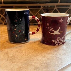 Festive Holiday Mug Set - Navy and Burgundy